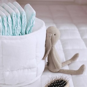 Ľanový prešívaný košík biely o 20 cm