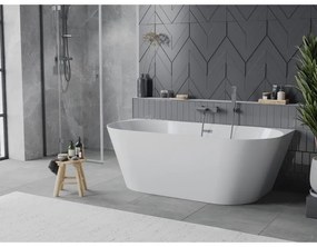 Mexen Oval Slim, voľne stojaca vaňa ku stene 170 x 80 cm, biela lesklá, grafitový prepad, 52661708000-95