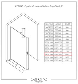 CERANO - Sprchová zástena Walk-in Onyx Top L/P - guľatá vzpera - zlatá kartáčovaná, grafitové sklo - 140x200 cm, CER-CER-8050BD1435