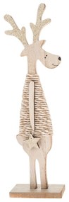 Vianočná drevená dekorácia Sob s hviezdičkou hnedá​, 9,2 x 30,8 cm