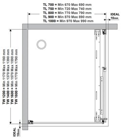 Glass 1989 Moov- bočná stena pre šírku vaničky 100 cm, upevnenie vľavo