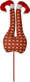 Vianočná dekorácia zápich červenej nohy škriatka Elfa - 23*6*67 cm