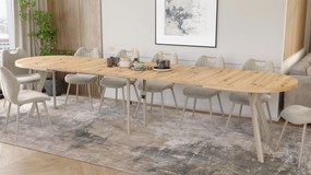 Mazzoni EXPANSO Dub Artisan / kašmírové nohy - OVÁLNY ROZKLADACÍ STÔL 160-360 cm PRE 16-18 OSÔB