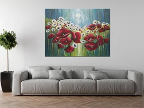 Gario Ručne maľovaný obraz Maky v svetle mesiaca Rozmery: 120 x 80 cm