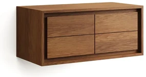 Nízka závesná skrinka pod umývadlo z teakového dreva v prírodnej farbe 90x40 cm Kenta – Kave Home