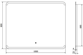 Mexen Nida, LED kúpeľňové zrkadlo s podsvietením 100x80 cm, 6000K, ochrana proti zahmlievaniu, 9806-100-080-611-00