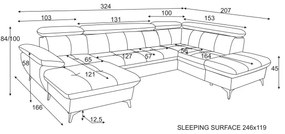 Rozkladacia rohová sedačka do U CATANIA pravá, hnedá, s úložným priestorom