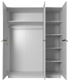 Skriňa Nicole 150 cm na sokli - biely mat / zlaté úchytky