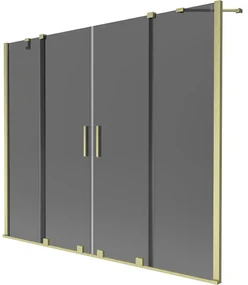 Mexen Velar Duo, 2-krídlová posuvná vaňová zástena 180 x 150 cm, 8mm šedé sklo, zlatá matná, 896-180-000-42-55