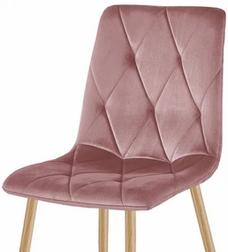 Set dvoch jedálenských stoličiek LIBRA zamatové ružové / drevené nohy (2 ks)