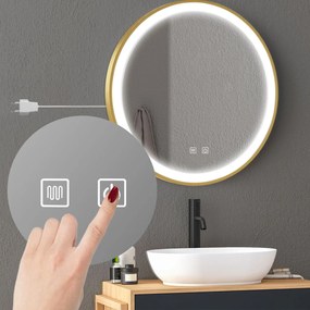 Rea Zrkadlo MMJ ⌀50 cm s vyhrievaním a regulovateľným LED osvetlením HOM-02500, čierna