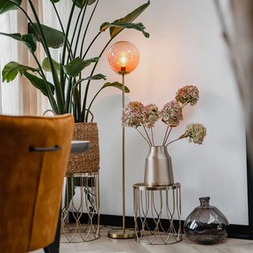 Stojaca lampa v štýle Art Deco mosadz s ružovým sklom - Pallon