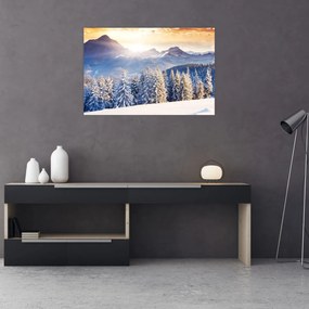Obraz - Horská krajina v zime (90x60 cm)