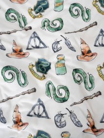 Obliečky mikroplyš Harry Potter - Slizolin biele 140 × 200 cm, 70 x 90 cm