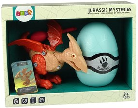 Lean Toys Sada Vajíčka s Dinosaurom Pterodaktyl na šrobovanie - červený