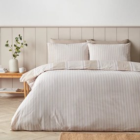 Béžové 3-dielne obliečky na dvojlôžko 200x200 cm Banded Stripe – Catherine Lansfield