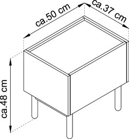 Nočný stolík Boho, dub riviéra/biely mramor