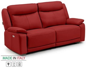 Kožená pohovka CONTINENTAL s elektrickou funkciou relax 2P, elektrické, červená (rosso 304)