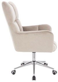 LuxuryForm DESIGN Kreslo AURORA VELUR na striebornej podstave s kolieskami - latte