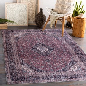 ANDRE 2288 umývací koberec orientálne vintage protišmykový - bordó / sivá Veľkosť: 80x150 cm