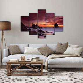 Obraz západu slnka na pobreží (150x105 cm)