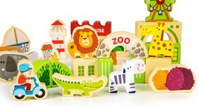 WELLHOX Drevené vzdelávacie stavebnice mesto ZOO 120 kusov