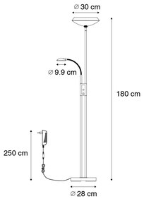 Stojaca lampa čierna vrátane LED a stmievača so svetlom na čítanie - Fez