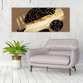 Obraz - Abstrakcia golden brown N⁰3 (120x50 cm)