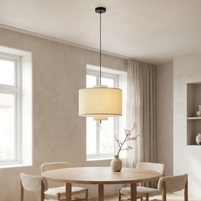 Japandi závesná lampa čierna s bielym ľanovým tienidlom 50cm - Rieu