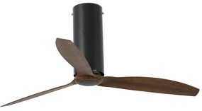 FARO BARCELONA Moderný stropný ventilátor na diaľkové ovládanie TUBE FAN, 6 rýchlostí, matný čierny / hnedý