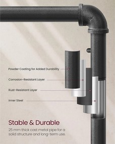 Stojan na oblečenie s vysokou nosnosťou do 90 kg, čierny