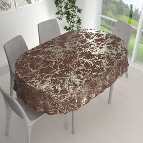 Biante Zamatový oválny obrus Isabela IBL-014 Zlatý mramor na červenohnedom 140x220 cm