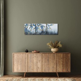 Obraz - Bambus na stene (s hodinami) (90x30 cm)