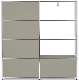 Kovová vešiaková stena »CN3« s 2 výklopnými priečinkami a 2 zásuvkami, svetlosivá