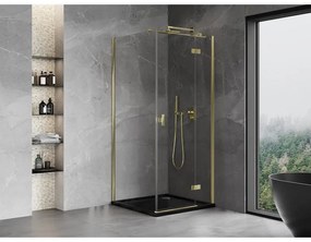 Mexen Mist H T, sprchový kút s výklopnými dverami pravý 85 x 85 cm, číre sklo, zlatá, 8A5T-085-085-50-00-P