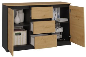 Komoda Musecalo 11 (dub artisan + antracit). Akcia -20%. Vlastná spoľahlivá doprava až k Vám domov. 1132861