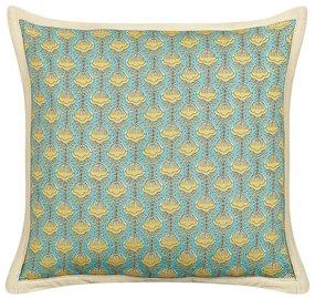 Bavlnený vankúš kvetinový vzor 45 x 45 cm modrý/ žltý WAKEGI Beliani