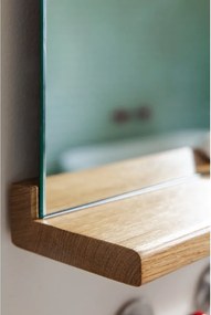 Nástenné zrkadlo s poličkou s dreveným rámom 50x75 cm Lun – noo.ma