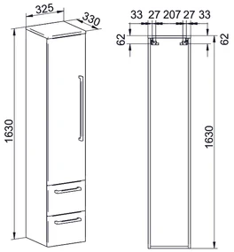 Mereo, Mereo Bino, kúpeľňová skrinka vysoká 163 cm, pravá, dub Arlington, MER-CN628