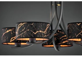 Jupiter 2107- Luster na reťazi ARTHUR 5xE27/15W/230V čierna/oranžová/mramorový dekor