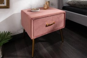 Nemecko -  Nočný stolík FAMOUS 45 cm ružovo zlatý, zamat