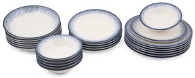 24-dielna jedálenská súprava, biela/modrá, porcelán