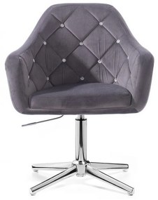 LuxuryForm DESIGN Kreslo ROMA VELUR na striebornom kríži - tmavo šedé