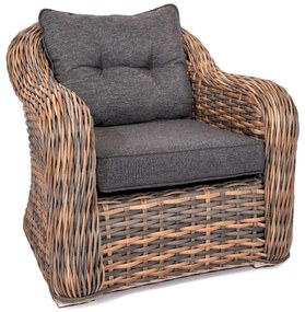 Záhradné ratanové kreslo MONTE CARLO hnedo-sivé