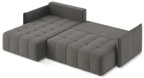 Tmavosivá rozkladacia/s úložným priestorom rohová pohovka (ľavý roh/s leňoškou) Moku – Makamii