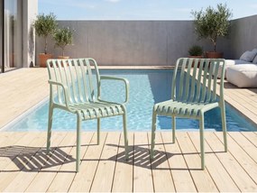 Plastová stolička TREGO s podrúčkami, zelená