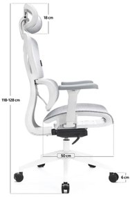 Kancelárska ergonomická stolička LEVANO šedá/biela/čierna
