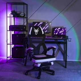 Herní židle Bing s podnožkou černá/bílá