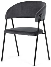 Židle jidelní, šedá látka, černá kovová noha