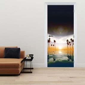 Fototapeta na dvere - Mesiac nad palmami (95x205cm)